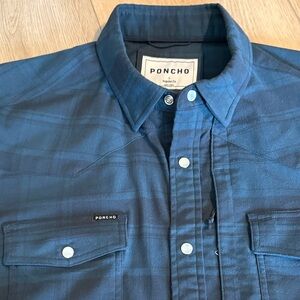 Poncho Navy Blue Button-Up Shirt